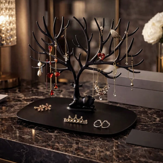 Luxury Tree-Style Jewelry Organizer Stand with Base Tray – 1 Piece