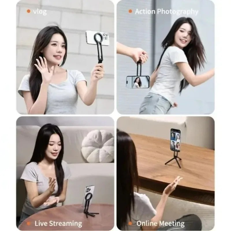 MagClip 3-in-1 Magnetic Foldable Phone Holder & Stand – Portable Adjustable Mobile Stand