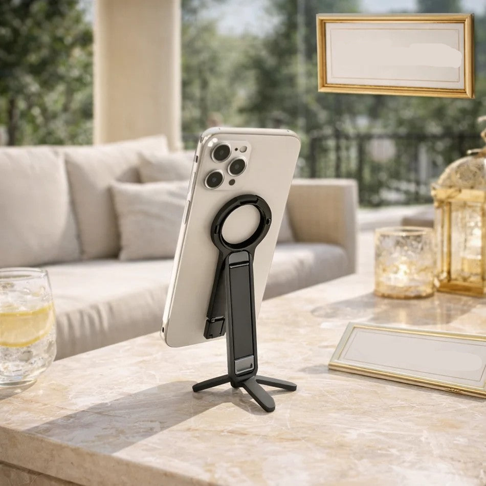 MagClip 3-in-1 Magnetic Foldable Phone Holder & Stand – Portable Adjustable Mobile Stand