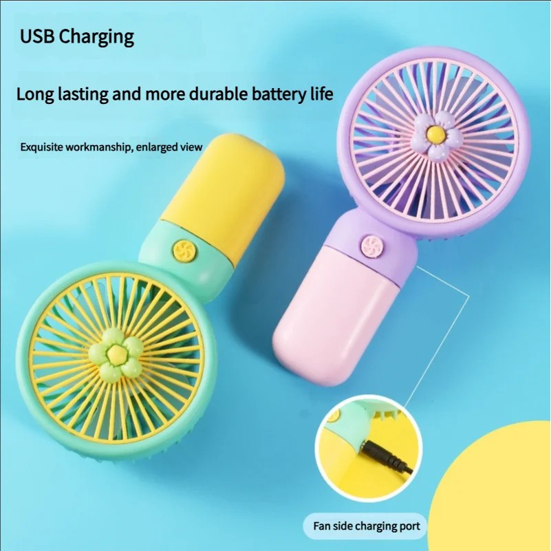 Portable Mini Rechargeable USB Handheld Fan with Desktop Stand – Personal Cooling Fan (Random Color)