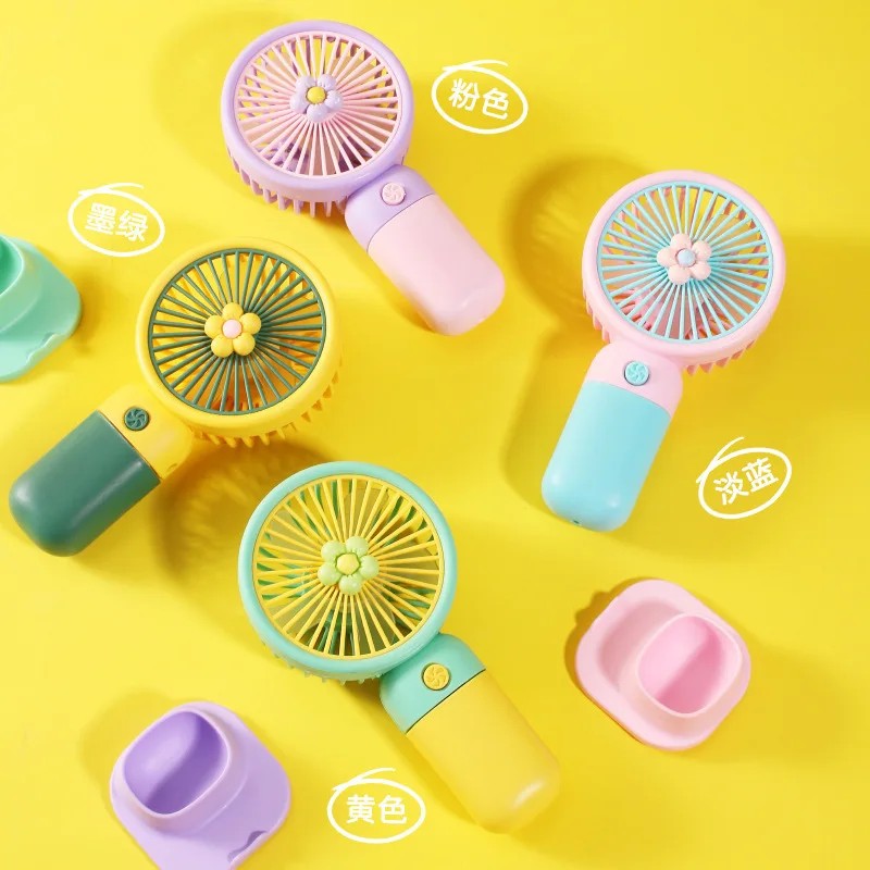 Portable Mini Rechargeable USB Handheld Fan with Desktop Stand – Personal Cooling Fan (Random Color)