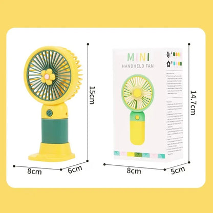 Portable Mini Rechargeable USB Handheld Fan with Desktop Stand – Personal Cooling Fan (Random Color)