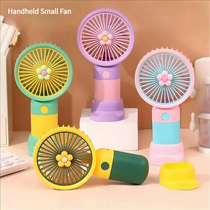 Portable Mini Rechargeable USB Handheld Fan with Desktop Stand – Personal Cooling Fan (Random Color)