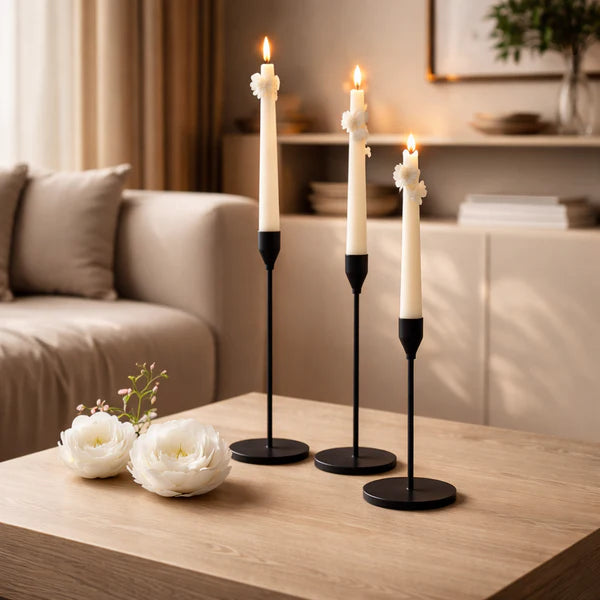 Premium 3-Piece Metal Candle Holder Set – Elegant Home & Dining Table Decor Stands