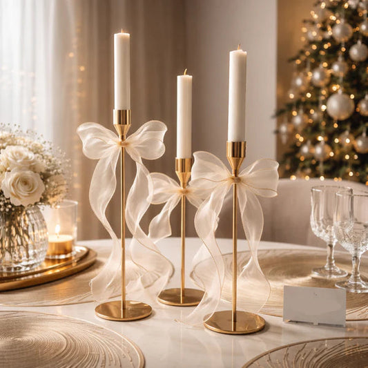 Premium 3-Piece Metal Candle Holder Set – Elegant Home & Dining Table Decor Stands