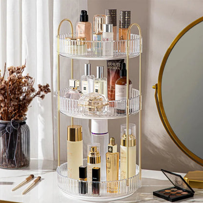 Premium 3-Tier Rotating Cosmetic Organizer – Spacious Makeup Storage & Display Rack
