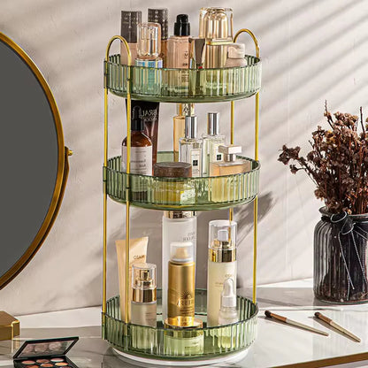 Premium 3-Tier Rotating Cosmetic Organizer – Spacious Makeup Storage & Display Rack