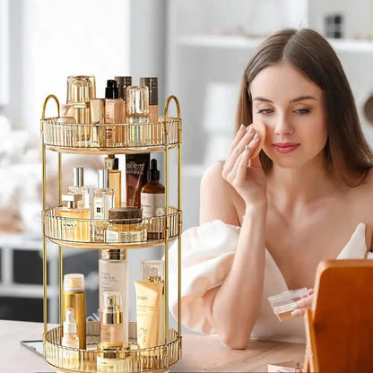 Premium 3-Tier Rotating Cosmetic Organizer – Spacious Makeup Storage & Display Rack