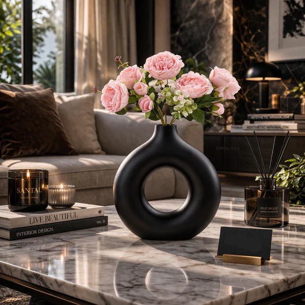 Premium Donut-Shaped Decorative Flower Vase – Modern Minimalist Table Centerpiece (High Quality)