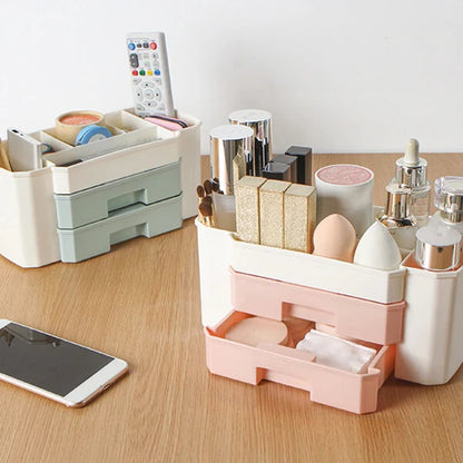 Premium Dual-Layer Cosmetic Organizer Box – Elegant 24cm Vanity Storage Drawer