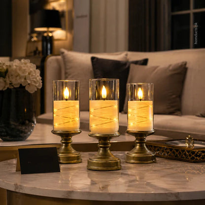 Premium LED Candle Lamp with Glass Cover – Elegant Decorative Table Accent Light