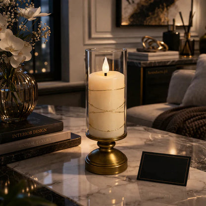 Premium LED Candle Lamp with Glass Cover – Elegant Decorative Table Accent Light
