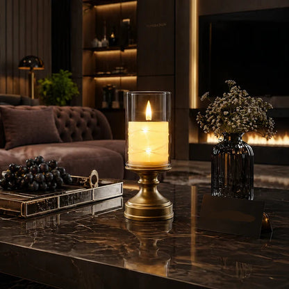 Premium LED Candle Lamp with Glass Cover – Elegant Decorative Table Accent Light
