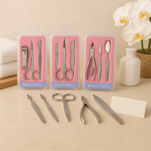 Premium Stainless Steel Beauty Grooming Kit – Full Nail & Eyebrow Care Set for Personal Use