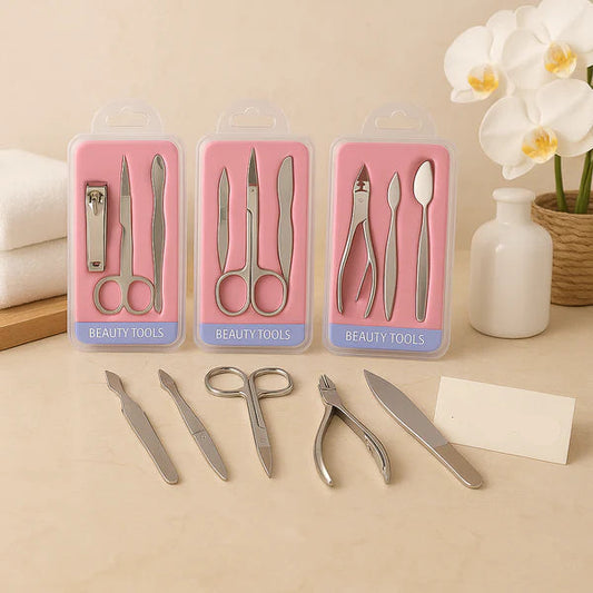 Premium Stainless Steel Beauty Grooming Kit – Full Nail & Eyebrow Care Set for Personal Use
