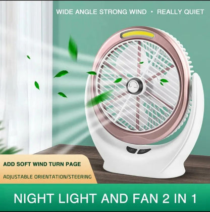 Rechargeable Desktop Fan with COB LED Light – Portable Cooling Fan & Emergency Light