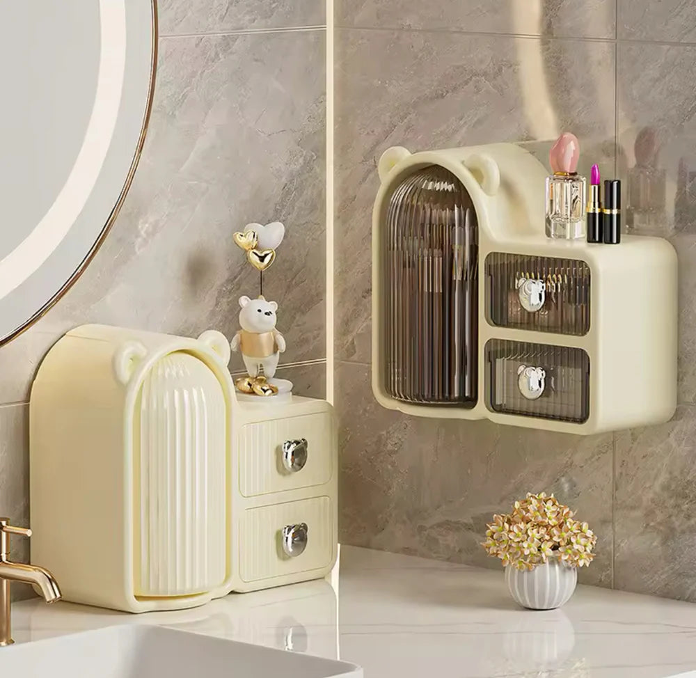 Wall-Mounted Drawer Storage Box – Dustproof Cosmetic Organizer for Bathroom & Vanity